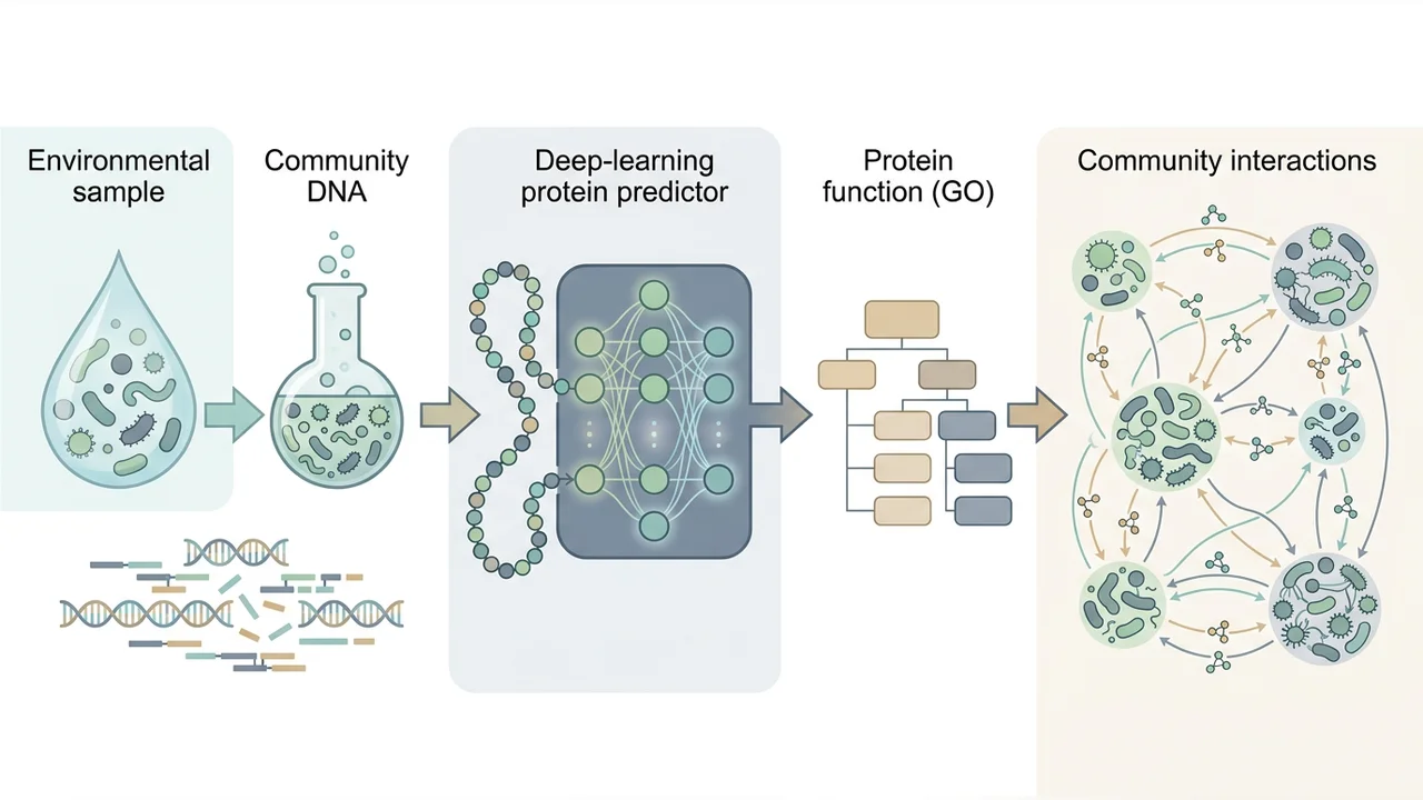 Computational methods for functional metagenomics: from protein functions to multi-scale interactions — research illustration